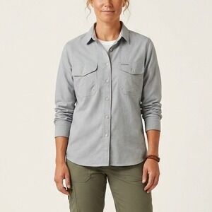 Filson Women's Twin Lakes Sport Shirt Blue Gray Long Sleeve Vented Size Large